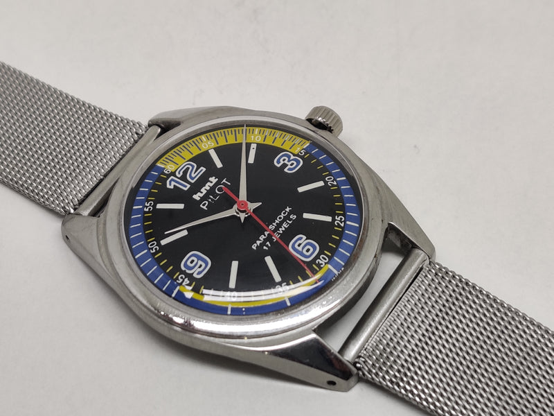 Hmt Pilot Mechanical Handwinding Movement stainless Steel Para Shock 17 Jewels Analog Dial Wrist Watch For Men