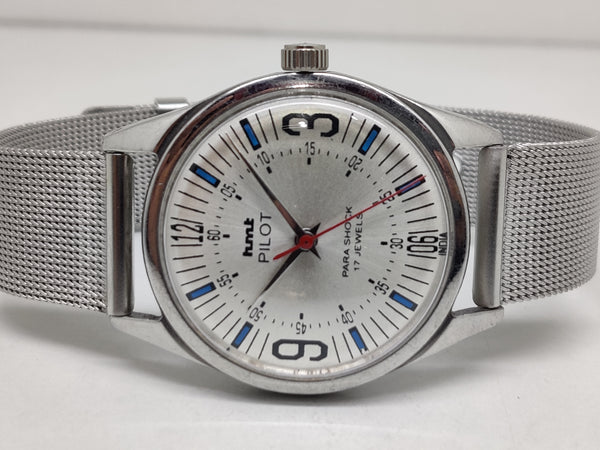 Hmt Pilot Mechanical Handwinding Movement stainless Steel Para Shock 17 Jewels Analog Dial Wrist Watch For Men