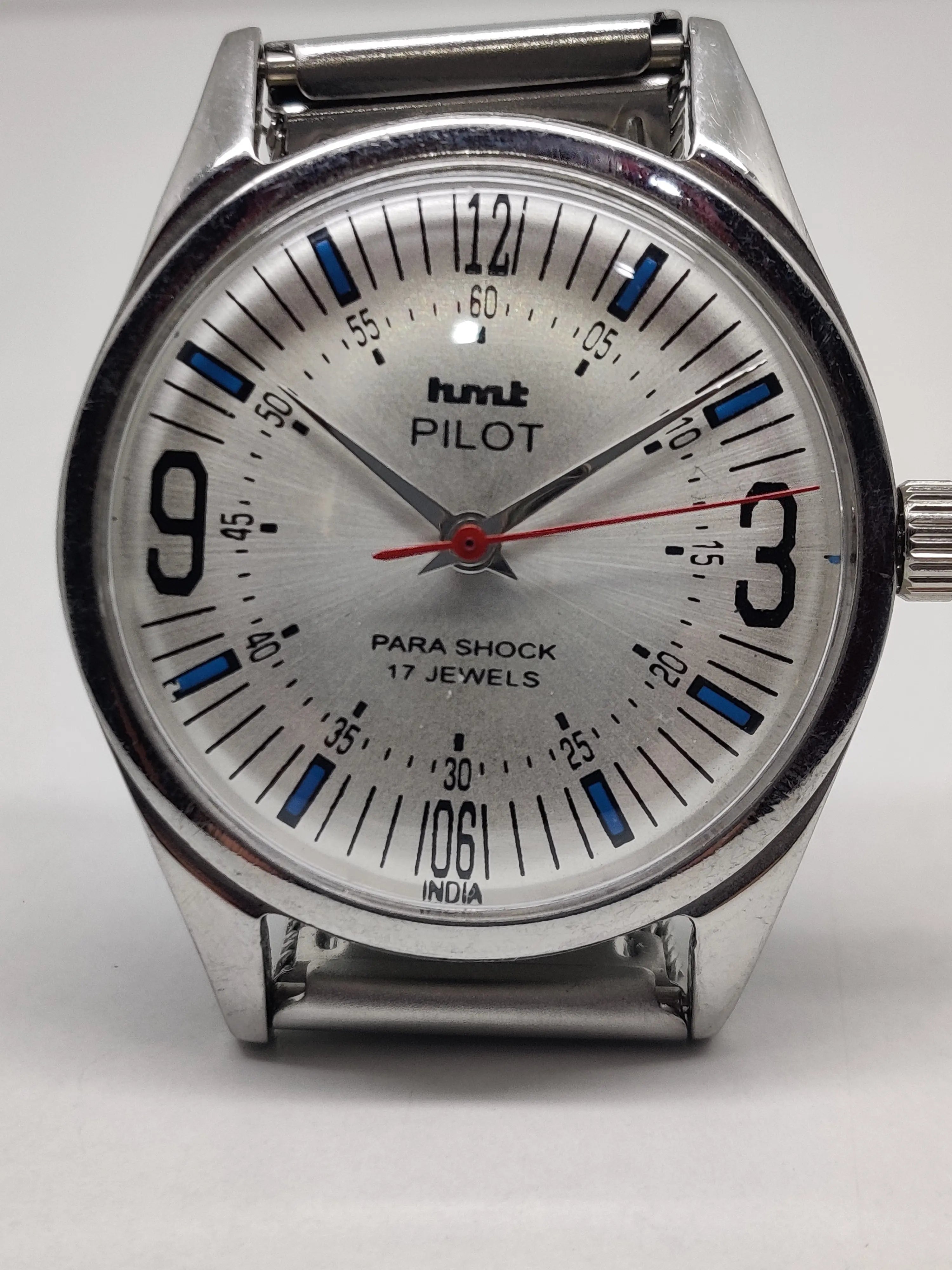 Hmt Pilot Mechanical Handwinding Movement stainless Steel Para Shock 17 Jewels Analog Dial Wrist Watch For Men National Watches