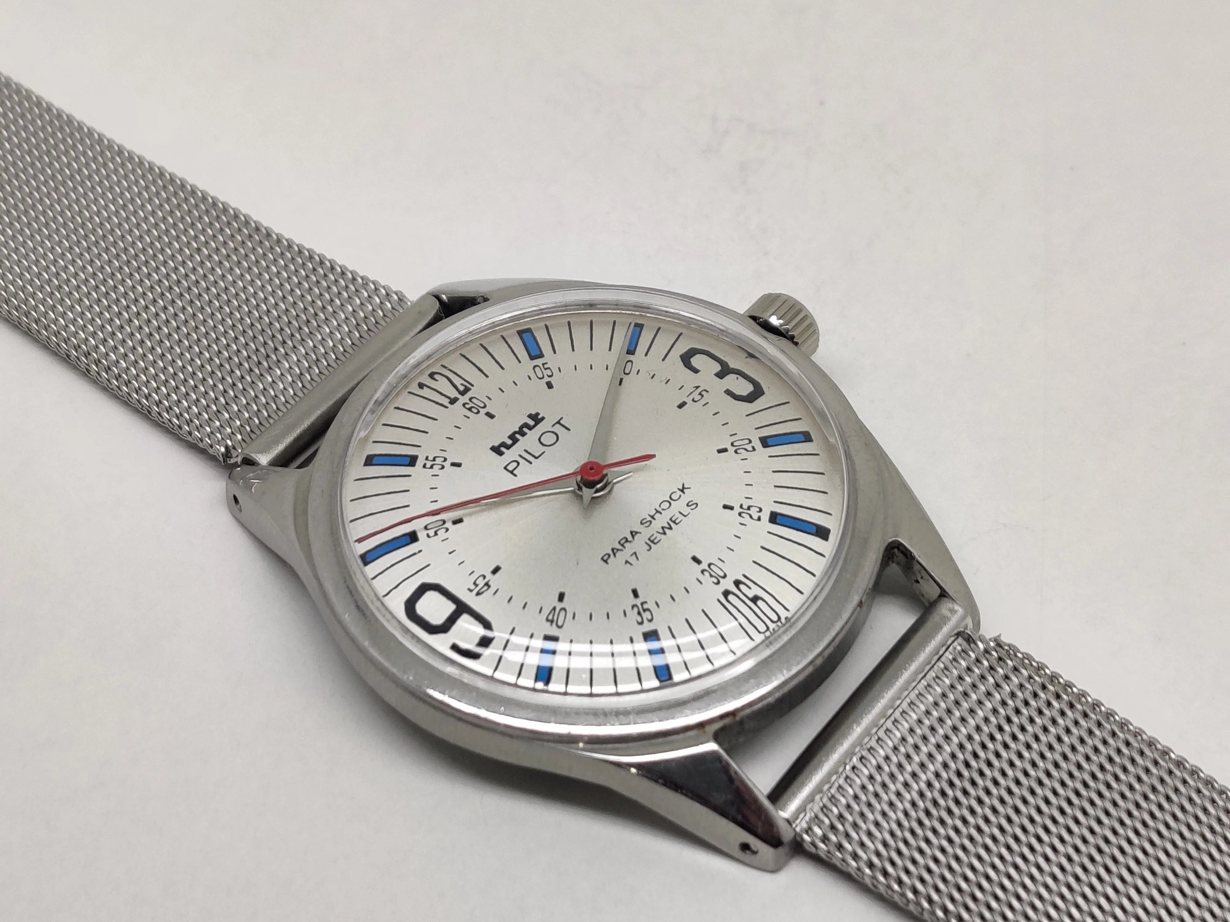 Hmt Pilot Mechanical Handwinding Movement stainless Steel Para Shock 17 Jewels Analog Dial Wrist Watch For Men National Watches