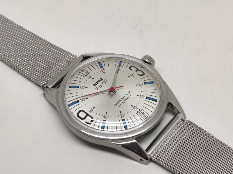 Hmt Pilot Mechanical Handwinding Movement stainless Steel Para Shock 17 Jewels Analog Dial Wrist Watch For Men