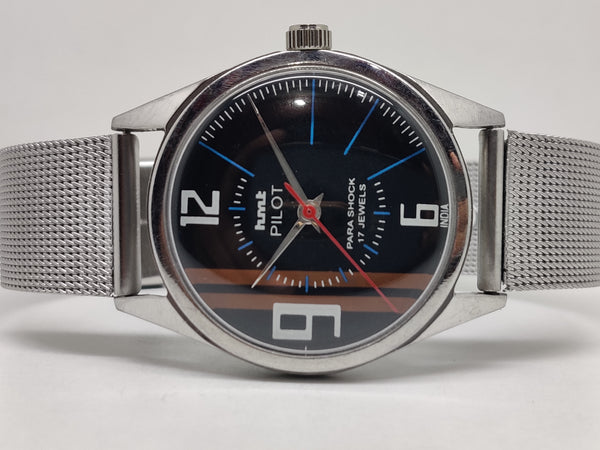 Hmt Pilot Mechanical Handwinding Movement stainless Steel Para Shock 17 Jewels Analog Dial Wrist Watch For Men
