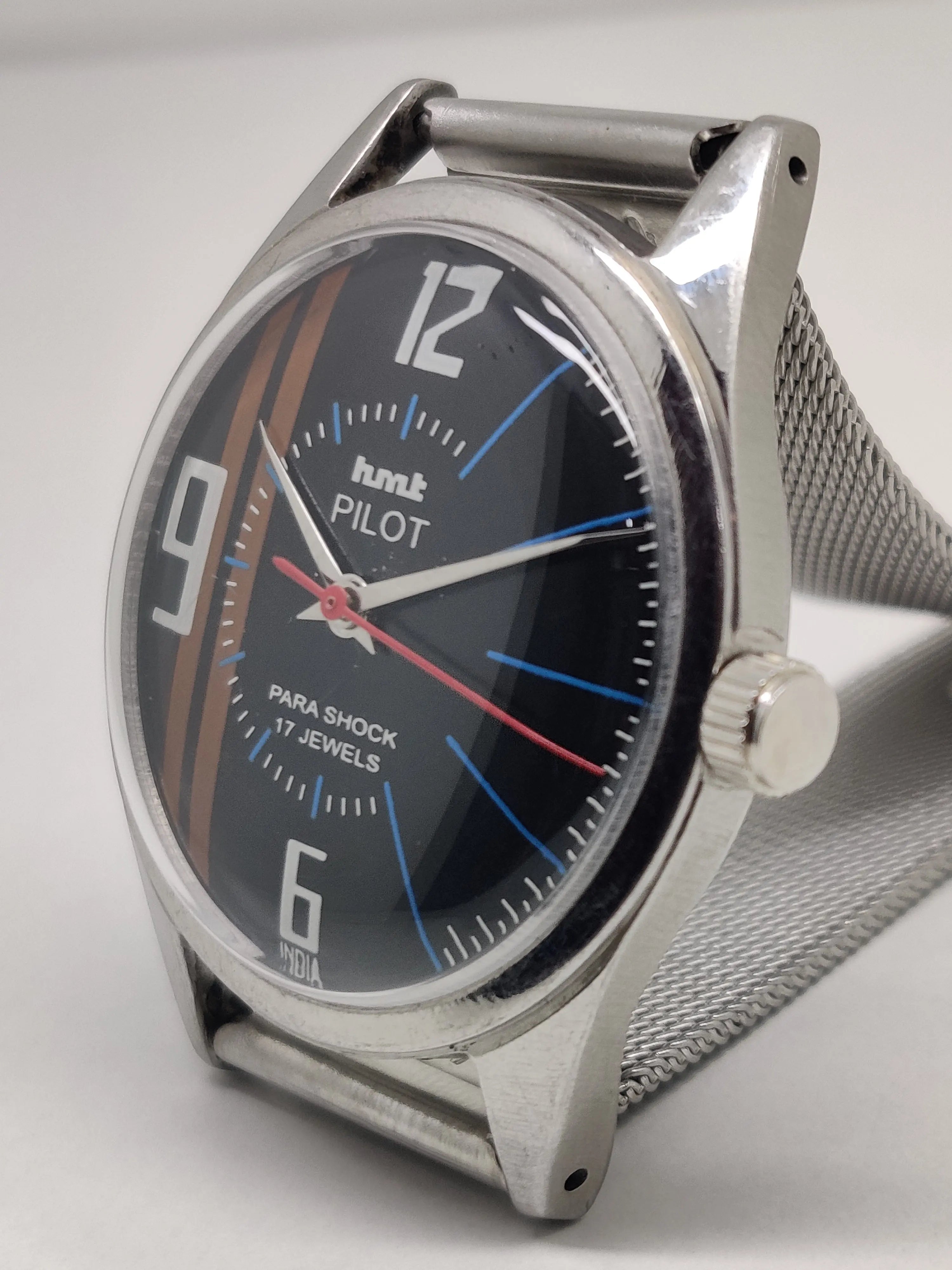 Hmt Pilot Mechanical Handwinding Movement stainless Steel Para Shock 17 Jewels Analog Dial Wrist Watch For Men National Watches