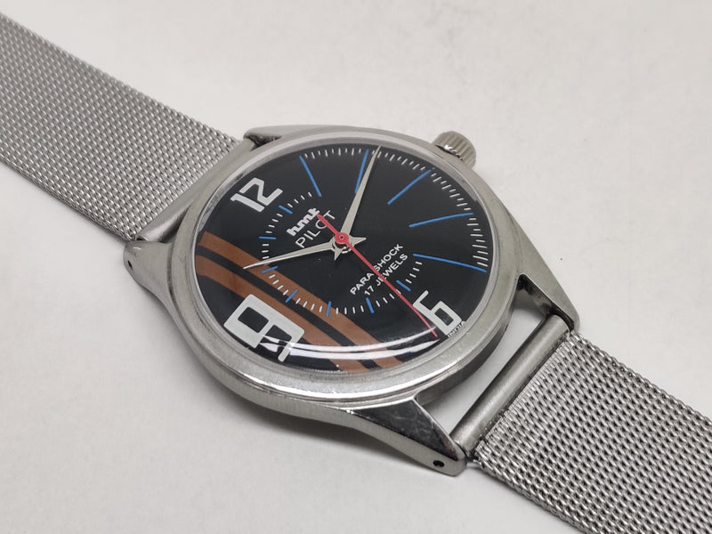 Hmt Pilot Mechanical Handwinding Movement stainless Steel Para Shock 17 Jewels Analog Dial Wrist Watch For Men