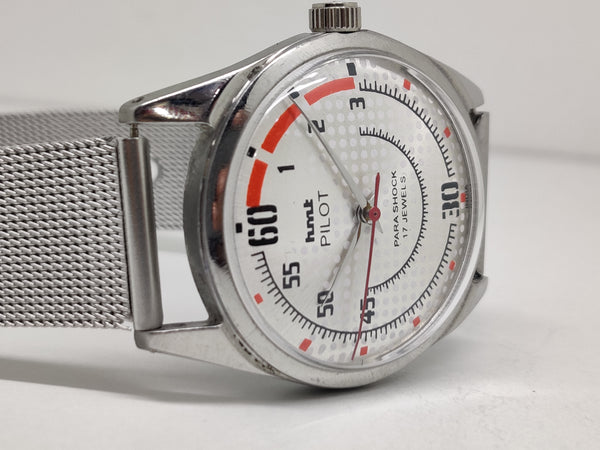Hmt Pilot Mechanical Handwinding Movement stainless Steel Para Shock 17 Jewels Analog Dial Wrist Watch For Men