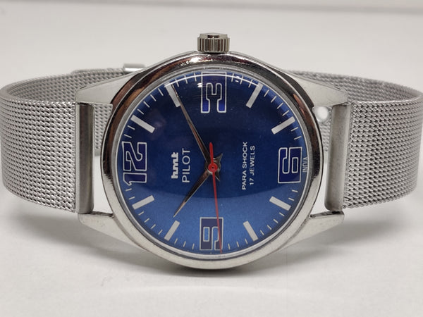 Hmt Pilot Mechanical Handwinding Movement stainless Steel Para Shock 17 Jewels Analog Dial Wrist Watch For Men