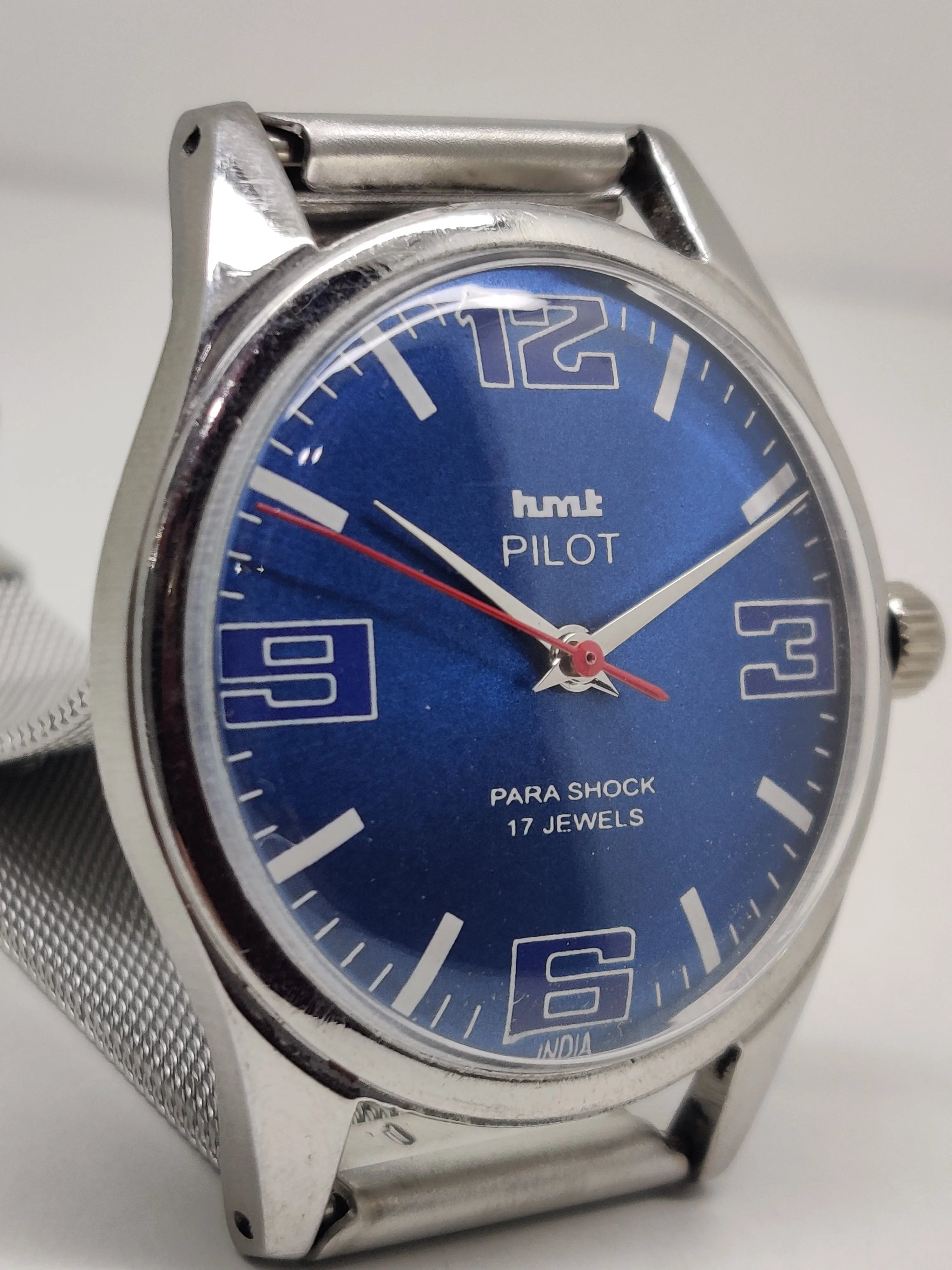 Hmt Pilot Mechanical Handwinding Movement stainless Steel Para Shock 17 Jewels Analog Dial Wrist Watch For Men National Watches
