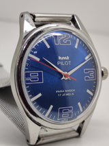 Hmt Pilot Mechanical Handwinding Movement stainless Steel Para Shock 17 Jewels Analog Dial Wrist Watch For Men