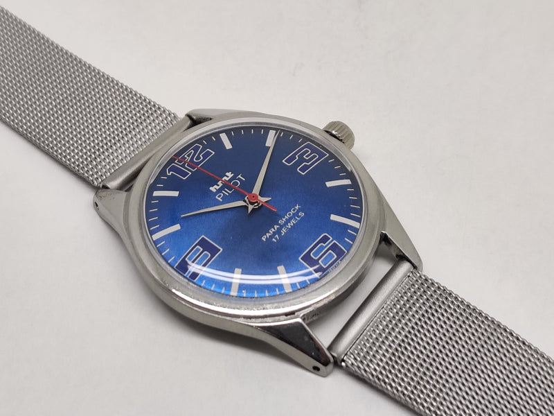 Hmt Pilot Mechanical Handwinding Movement stainless Steel Para Shock 17 Jewels Analog Dial Wrist Watch For Men