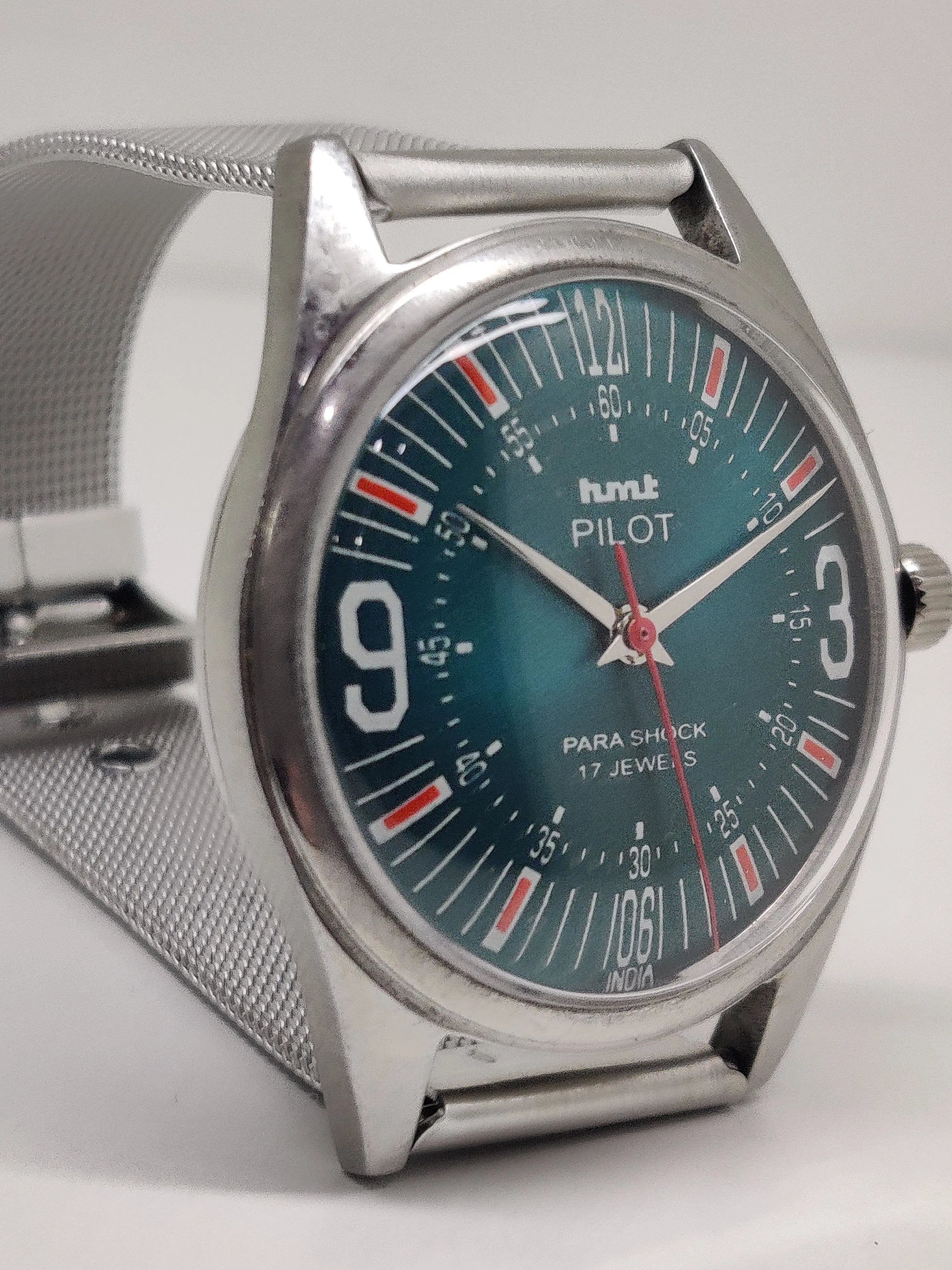 Hmt Pilot Mechanical Handwinding Movement stainless Steel Para Shock 17 Jewels Analog Dial Wrist Watch For Men National Watches