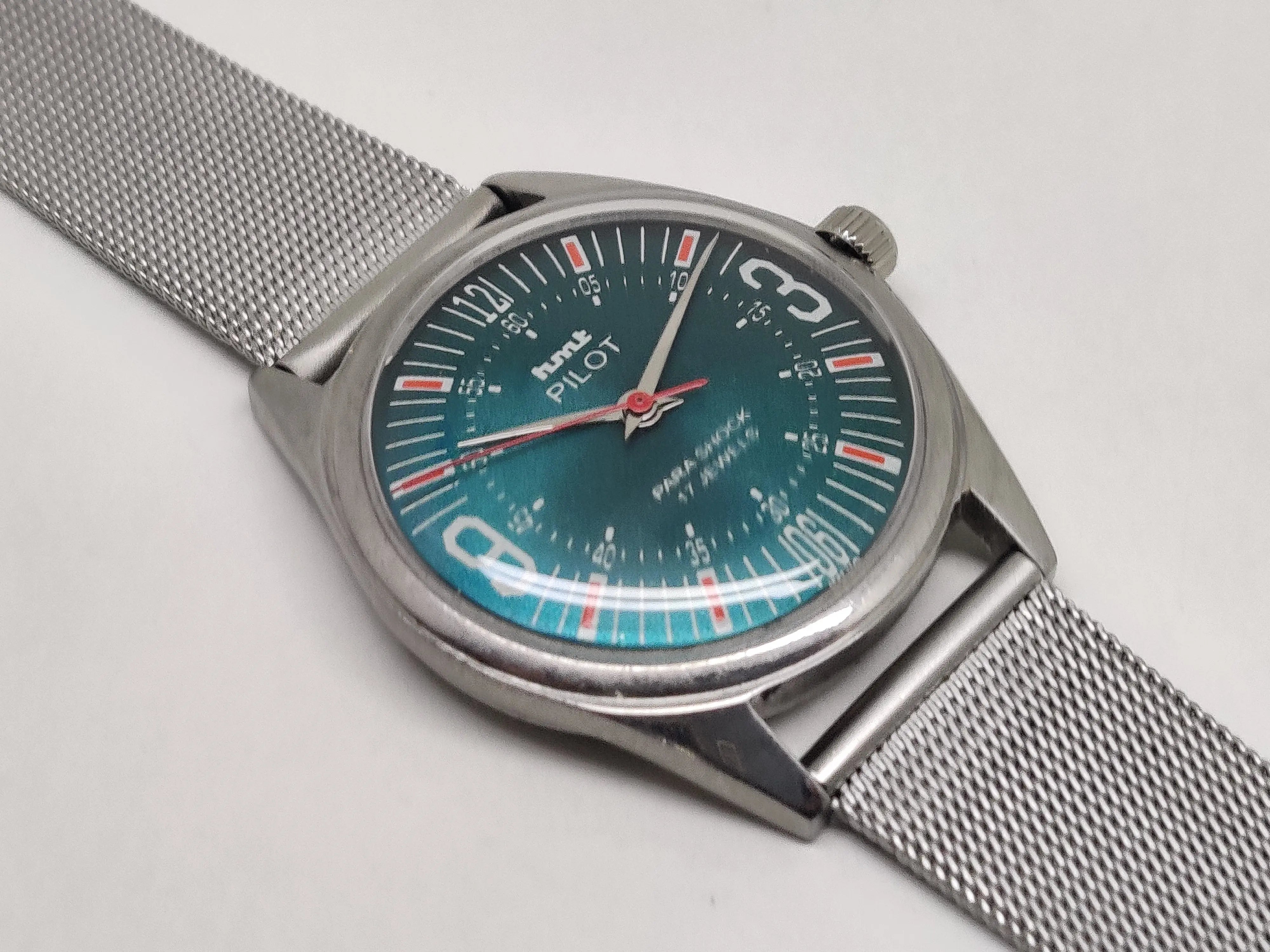 Hmt Pilot Mechanical Handwinding Movement stainless Steel Para Shock 17 Jewels Analog Dial Wrist Watch For Men National Watches