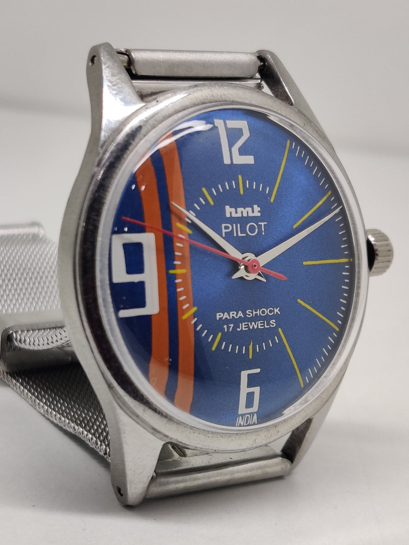 Hmt Pilot Mechanical Handwinding Movement stainless Steel Para Shock 17 Jewels Analog Dial Wrist Watch For Men