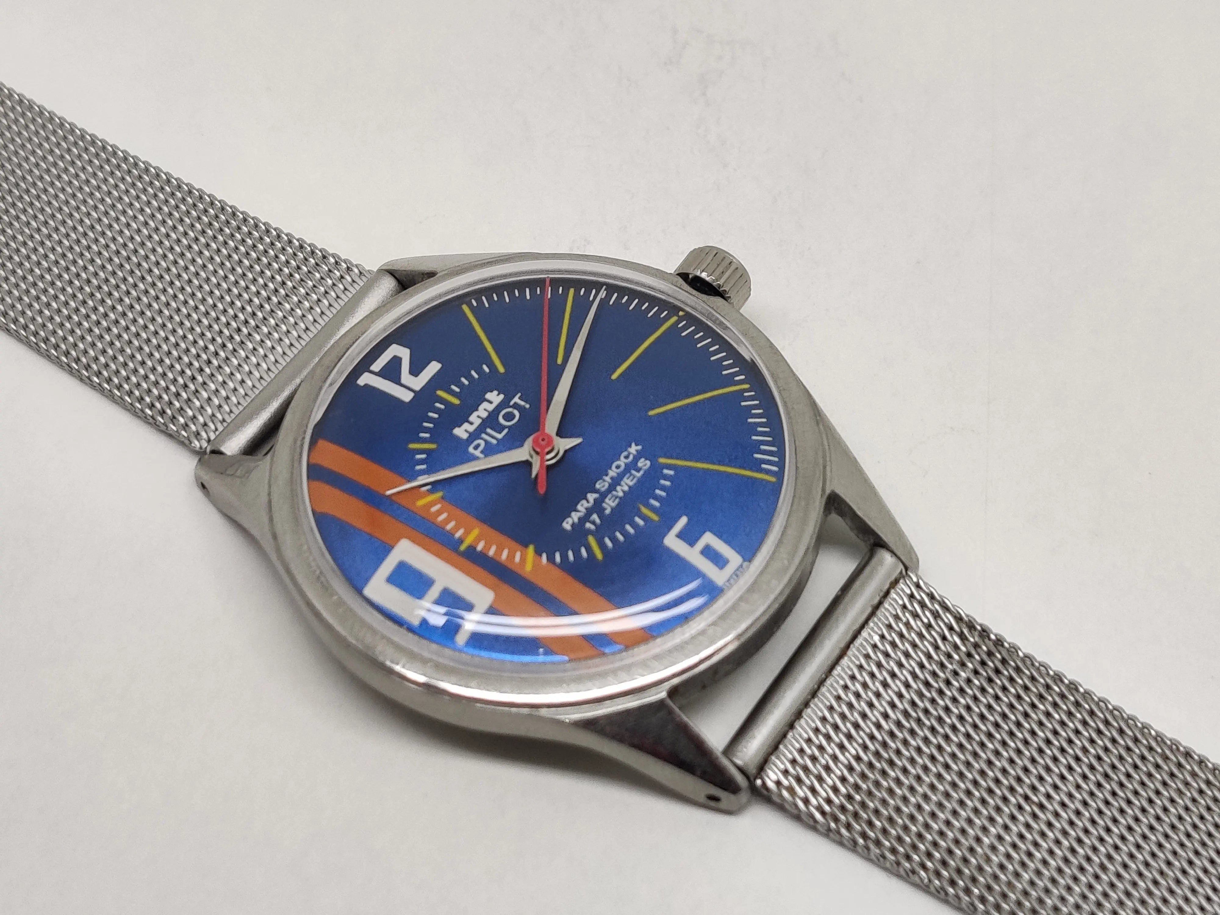 Hmt Pilot Mechanical Handwinding Movement stainless Steel Para Shock 17 Jewels Analog Dial Wrist Watch For Men National Watches