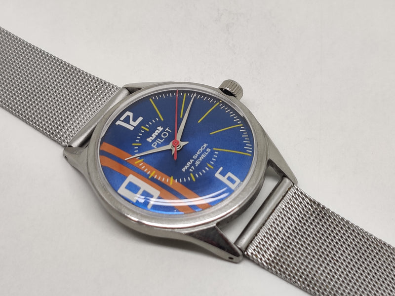 Hmt Pilot Mechanical Handwinding Movement stainless Steel Para Shock 17 Jewels Analog Dial Wrist Watch For Men