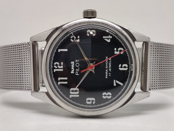Hmt Pilot Mechanical Handwinding Movement stainless Steel Para Shock 17 Jewels Analog Dial Wrist Watch For Men