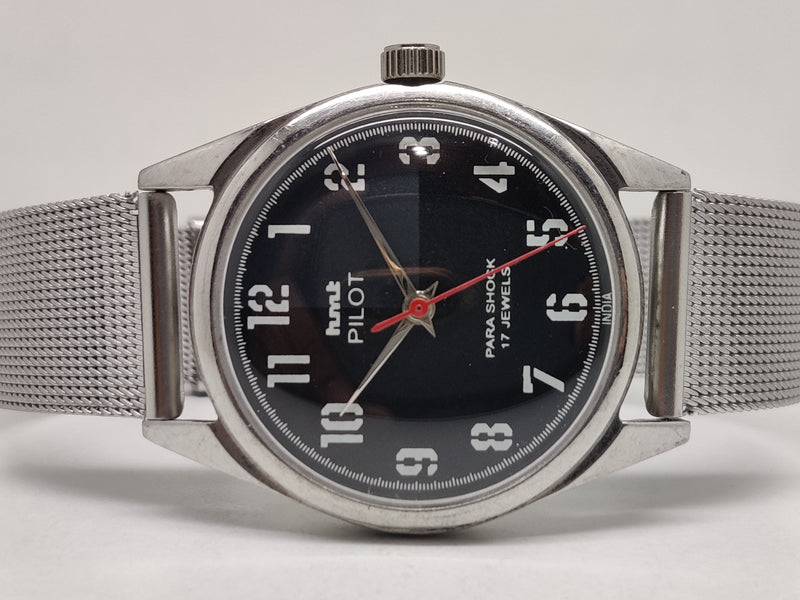 Hmt Pilot Mechanical Handwinding Movement stainless Steel Para Shock 17 Jewels Analog Dial Wrist Watch For Men
