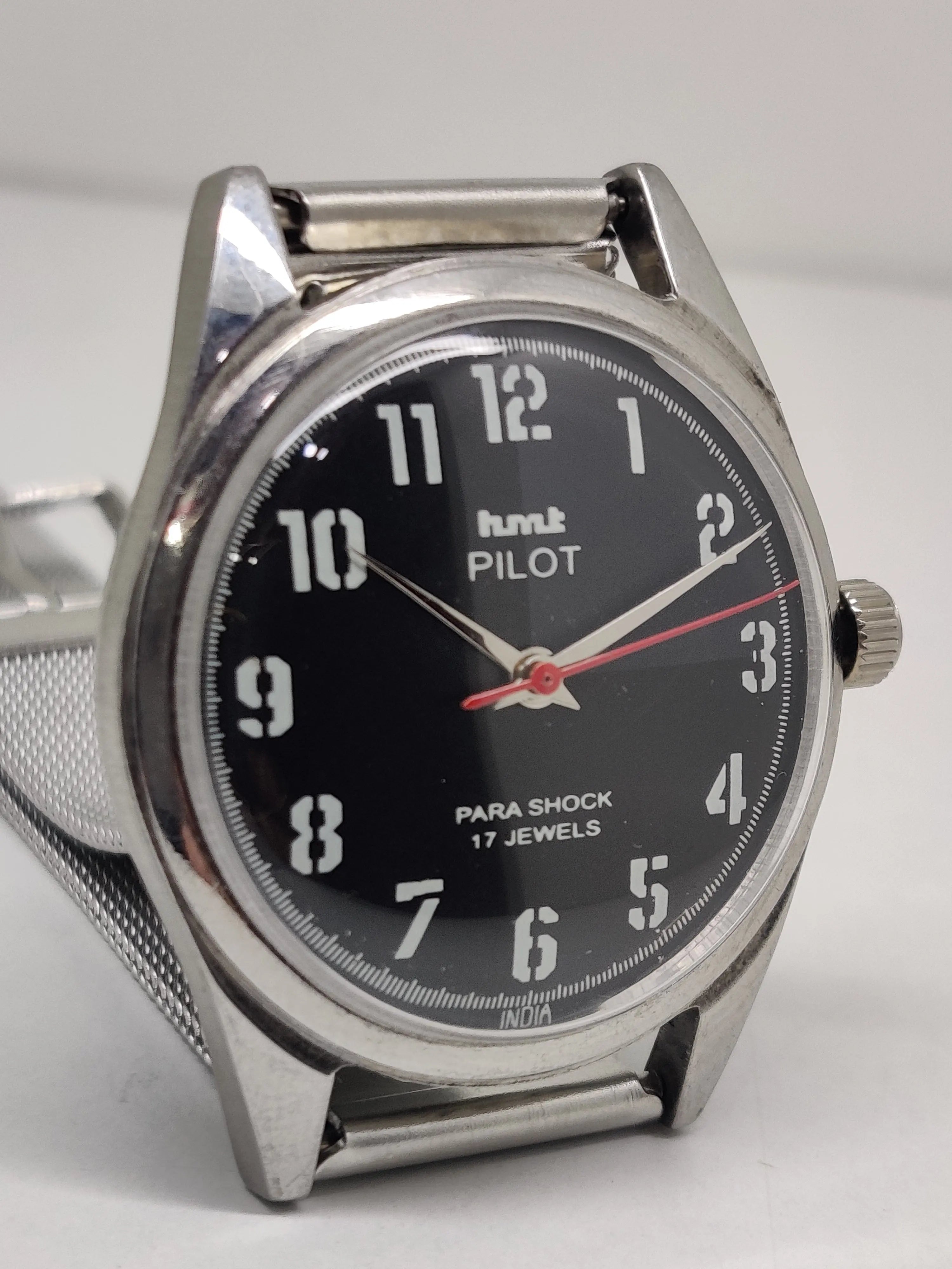 Hmt Pilot Mechanical Handwinding Movement stainless Steel Para Shock 17 Jewels Analog Dial Wrist Watch For Men National Watches
