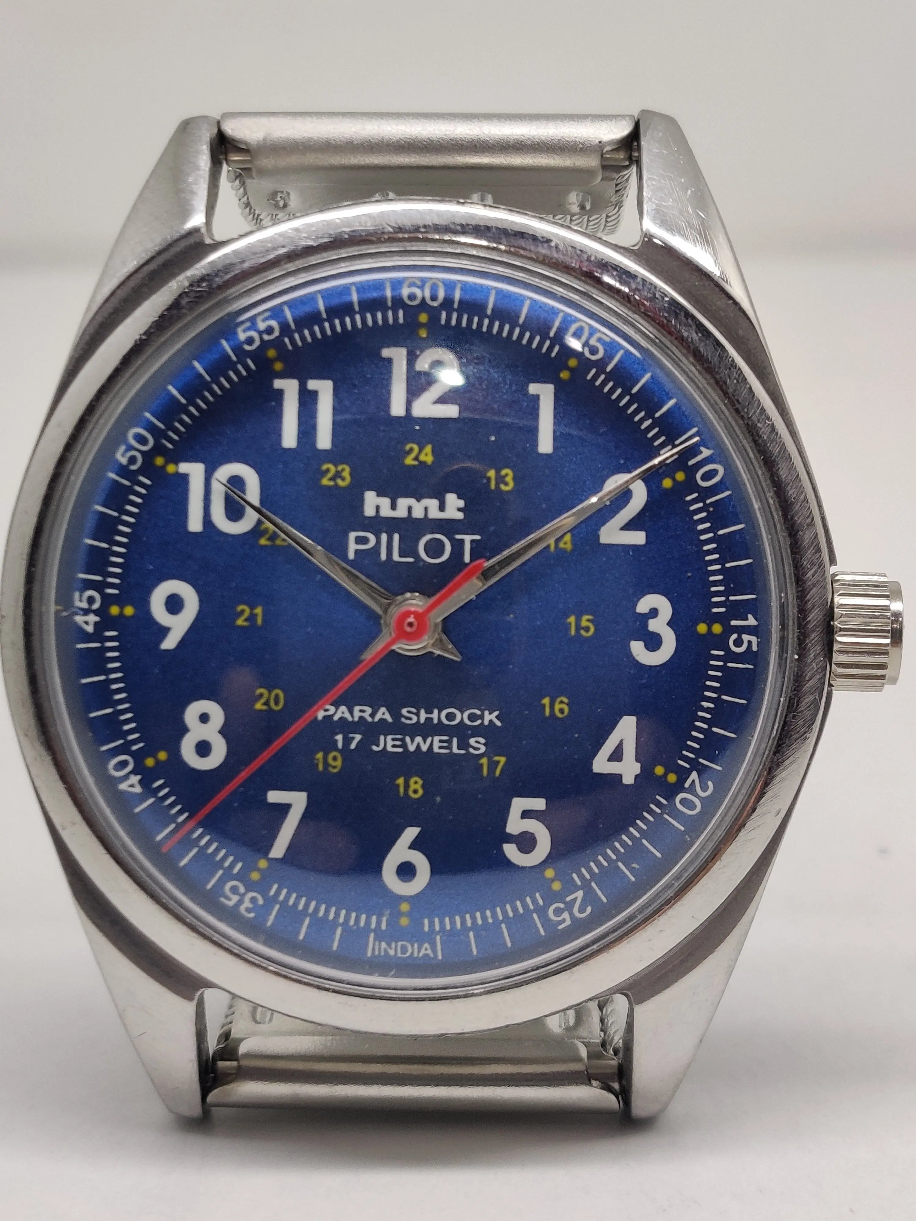 Hmt Pilot Mechanical Handwinding Movement stainless Steel Para Shock 17 Jewels Analog Dial Wrist Watch For Men National Watches