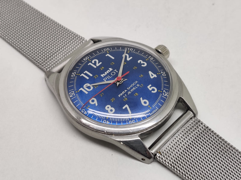 Hmt Pilot Mechanical Handwinding Movement stainless Steel Para Shock 17 Jewels Analog Dial Wrist Watch For Men
