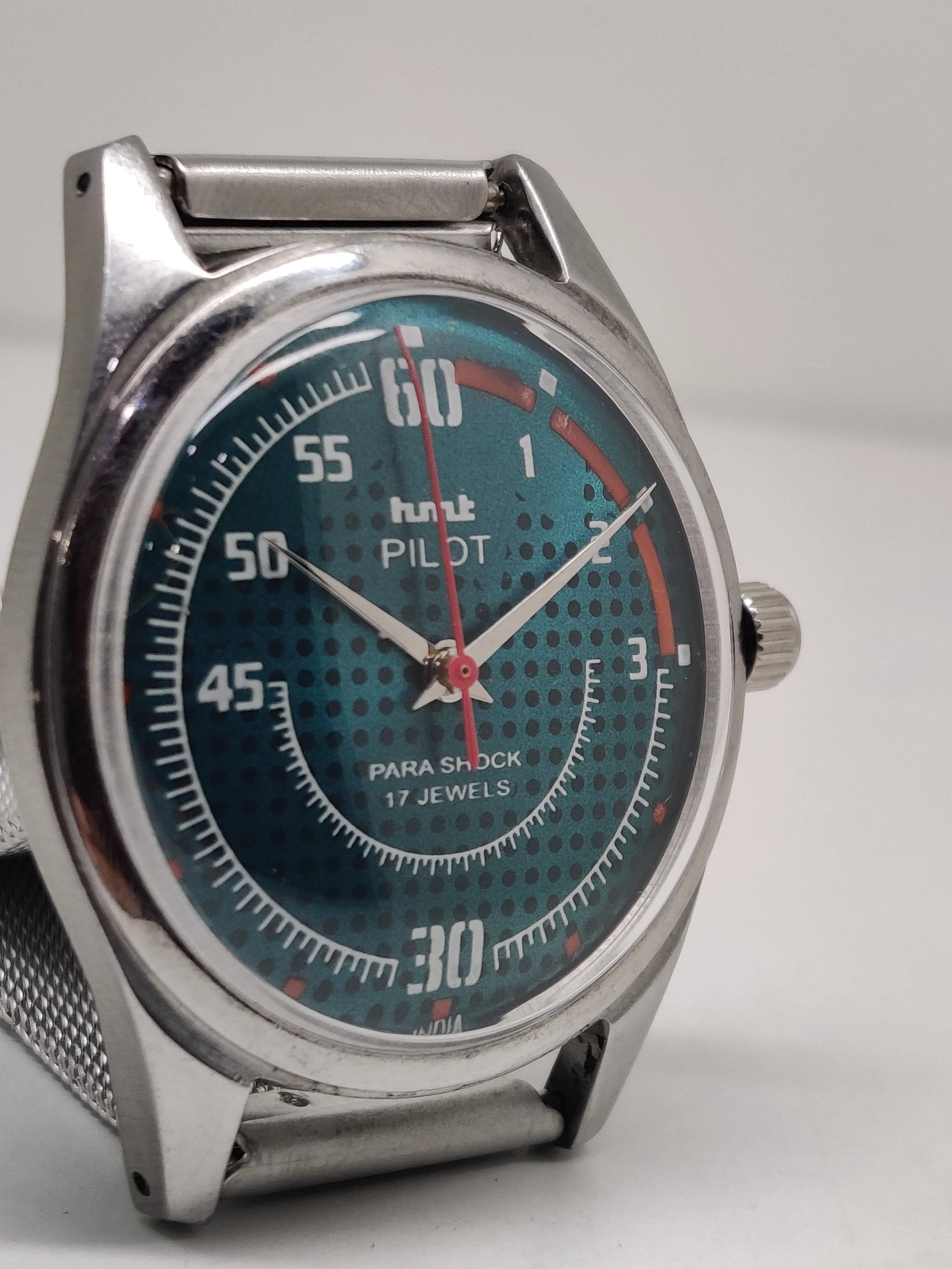 Hmt Pilot Mechanical Handwinding Movement stainless Steel Para Shock 17 Jewels Analog Dial Wrist Watch For Men National Watches