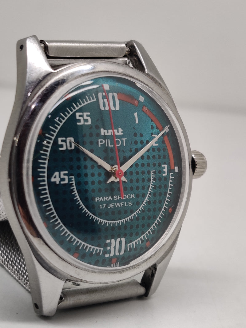 Hmt Pilot Mechanical Handwinding Movement stainless Steel Para Shock 17 Jewels Analog Dial Wrist Watch For Men