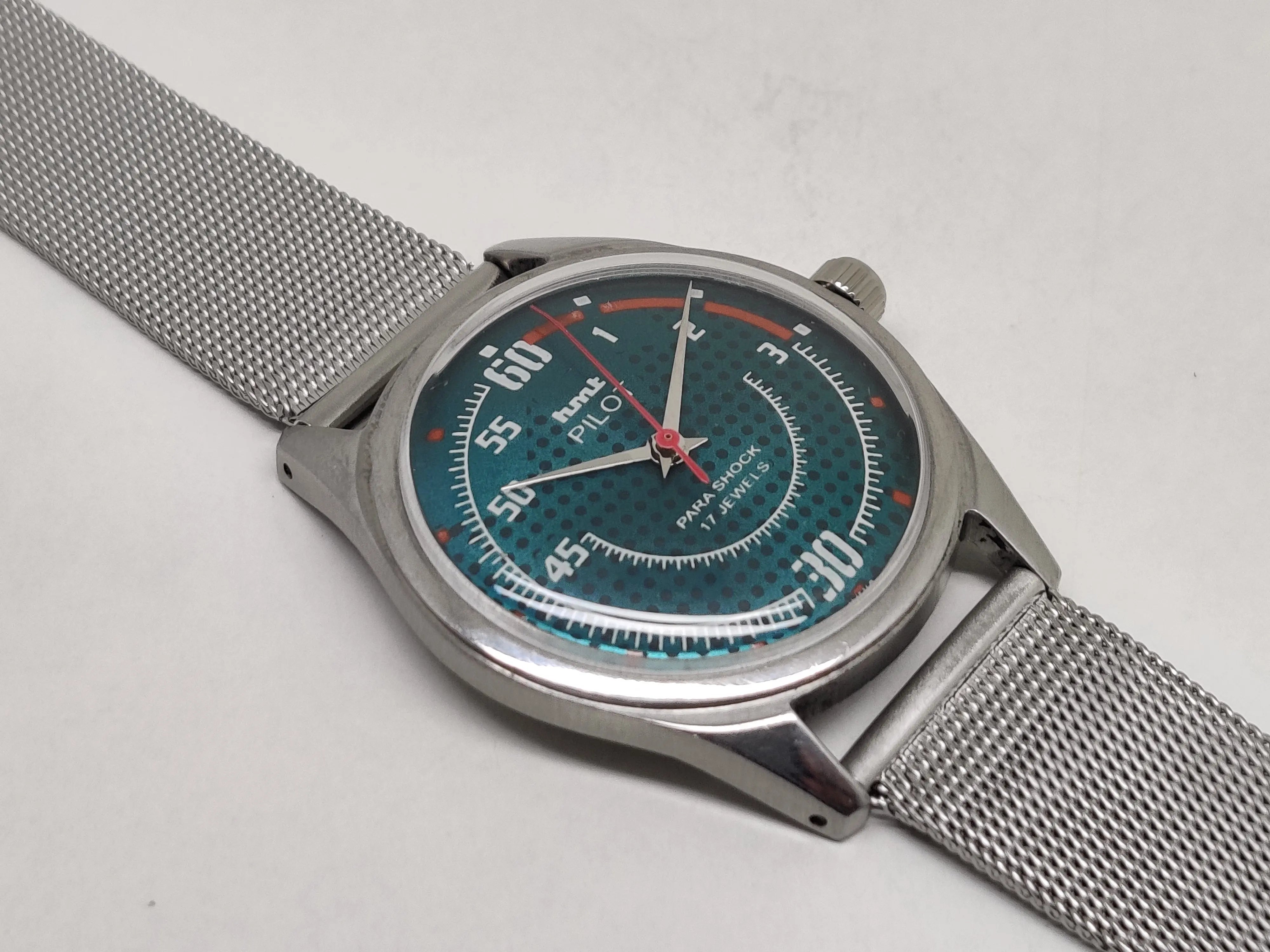 Hmt Pilot Mechanical Handwinding Movement stainless Steel Para Shock 17 Jewels Analog Dial Wrist Watch For Men National Watches