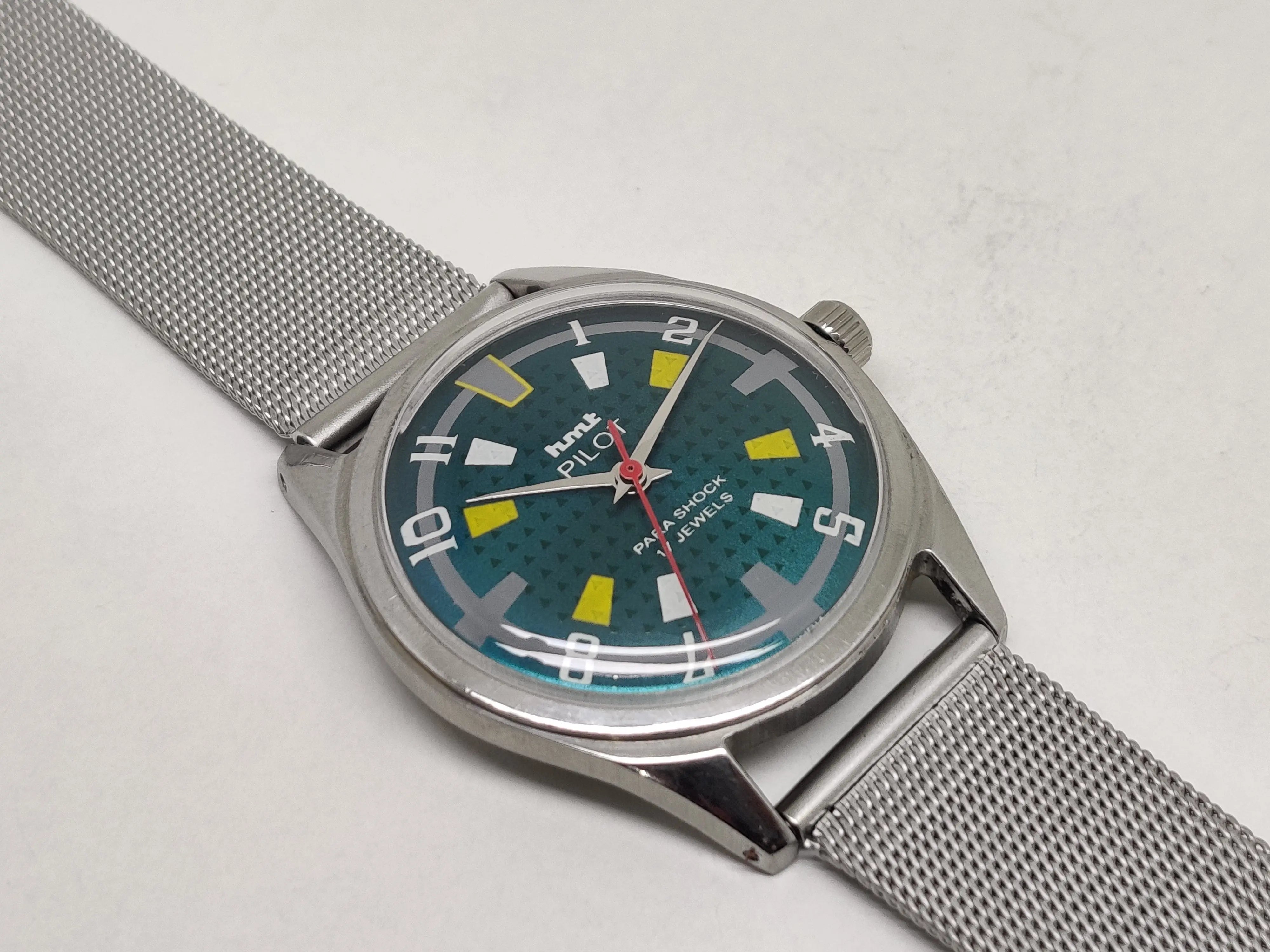 Hmt Pilot Mechanical Handwinding Movement stainless Steel Para Shock 17 Jewels Analog Dial Wrist Watch For Men National Watches