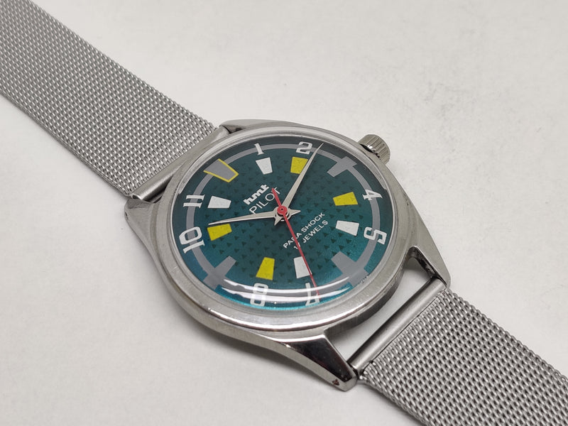 Hmt Pilot Mechanical Handwinding Movement stainless Steel Para Shock 17 Jewels Analog Dial Wrist Watch For Men