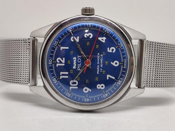 Hmt Pilot Mechanical Handwinding Movement stainless Steel Para Shock 17 Jewels Analog Dial Wrist Watch For Men