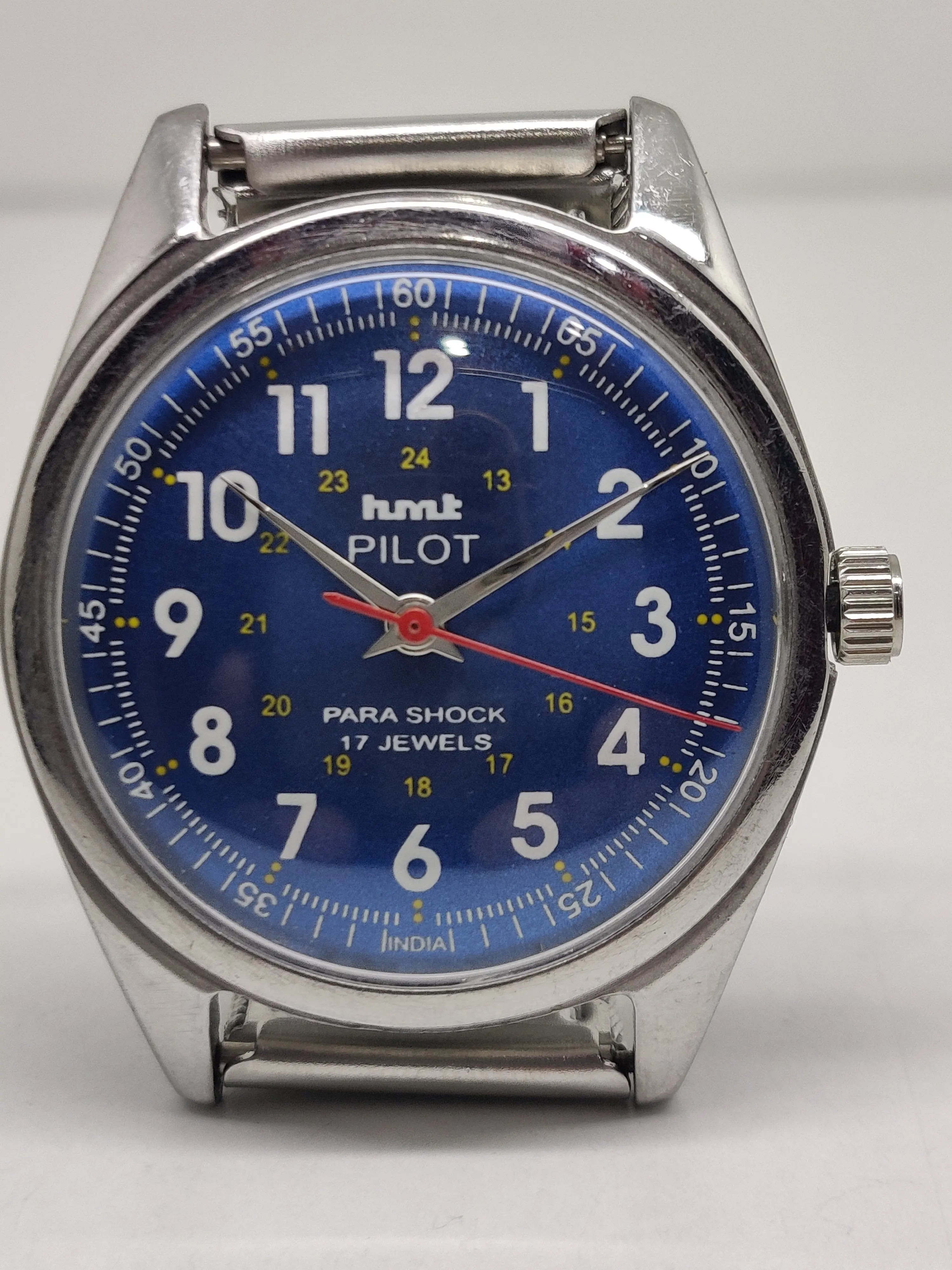 Hmt Pilot Mechanical Handwinding Movement stainless Steel Para Shock 17 Jewels Analog Dial Wrist Watch For Men National Watches