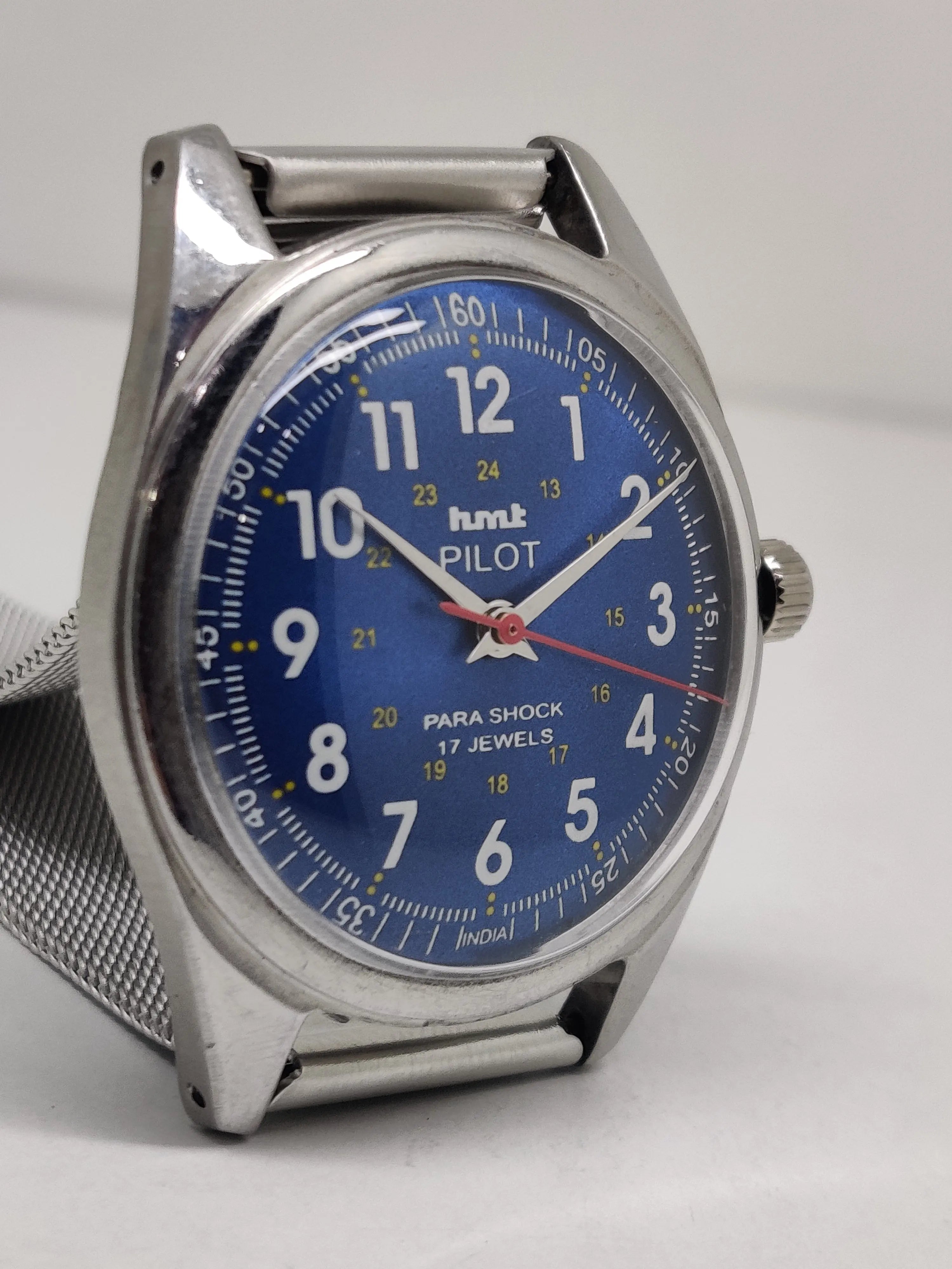 Hmt Pilot Mechanical Handwinding Movement stainless Steel Para Shock 17 Jewels Analog Dial Wrist Watch For Men National Watches