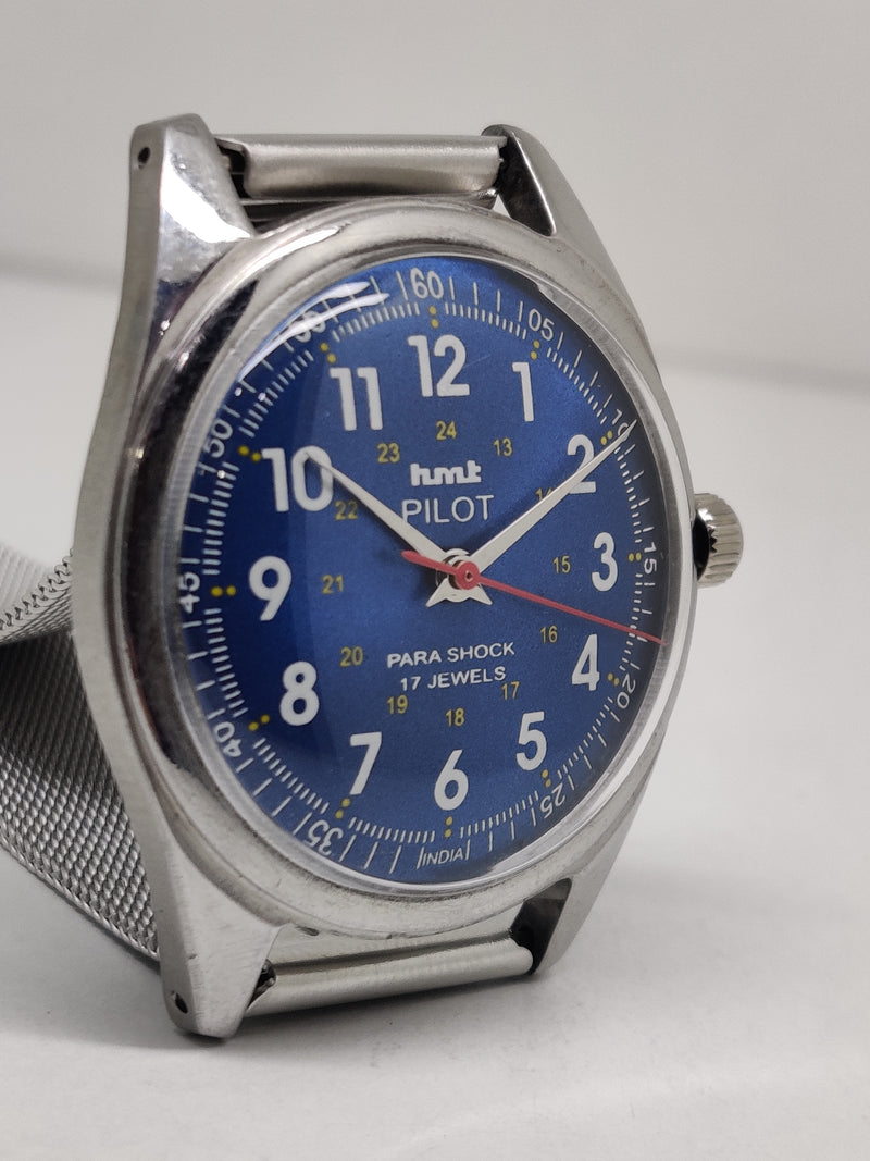 Hmt Pilot Mechanical Handwinding Movement stainless Steel Para Shock 17 Jewels Analog Dial Wrist Watch For Men