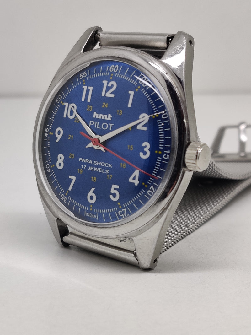 Hmt Pilot Mechanical Handwinding Movement stainless Steel Para Shock 17 Jewels Analog Dial Wrist Watch For Men