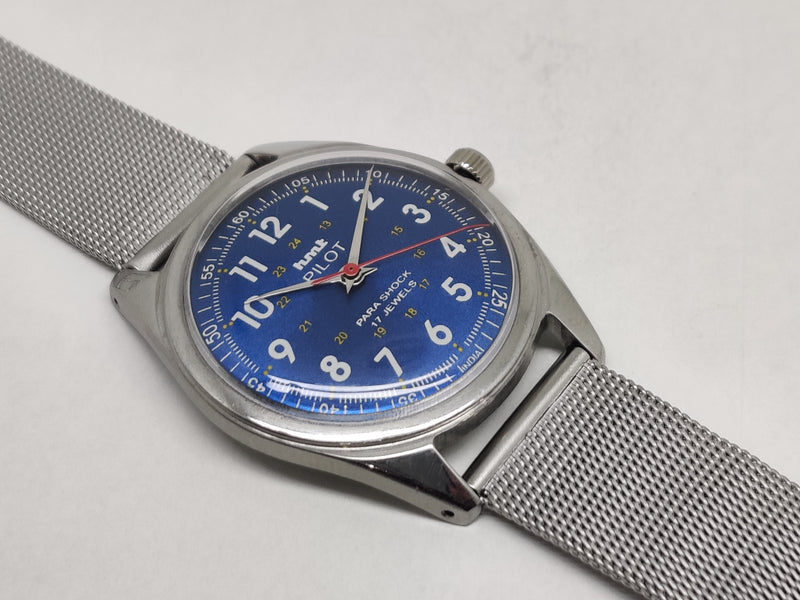Hmt Pilot Mechanical Handwinding Movement stainless Steel Para Shock 17 Jewels Analog Dial Wrist Watch For Men