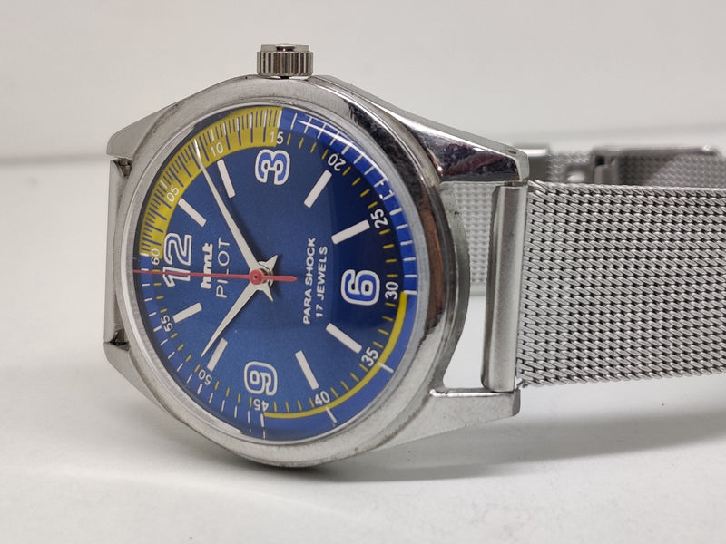 Hmt Pilot Mechanical Handwinding Movement stainless Steel Para Shock 17 Jewels Analog Dial Wrist Watch For Men