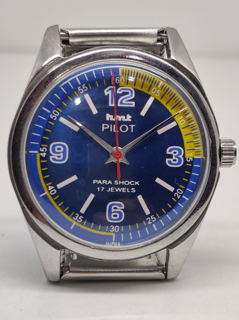 Hmt Pilot Mechanical Handwinding Movement stainless Steel Para Shock 17 Jewels Analog Dial Wrist Watch For Men