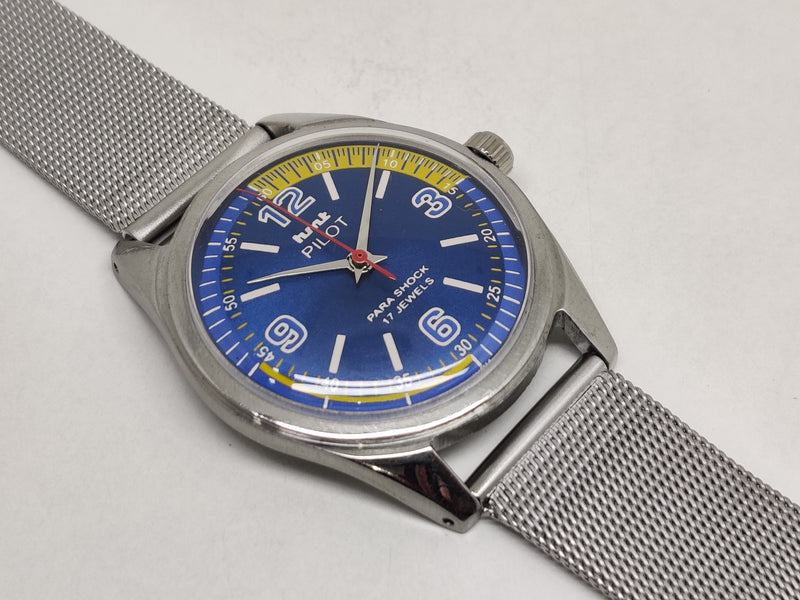 Hmt Pilot Mechanical Handwinding Movement stainless Steel Para Shock 17 Jewels Analog Dial Wrist Watch For Men