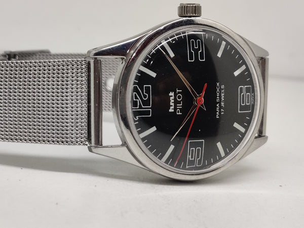 Hmt Pilot Mechanical Handwinding Movement stainless Steel Para Shock 17 Jewels Analog Dial Wrist Watch For Men
