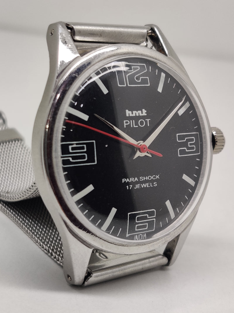 Hmt Pilot Mechanical Handwinding Movement stainless Steel Para Shock 17 Jewels Analog Dial Wrist Watch For Men