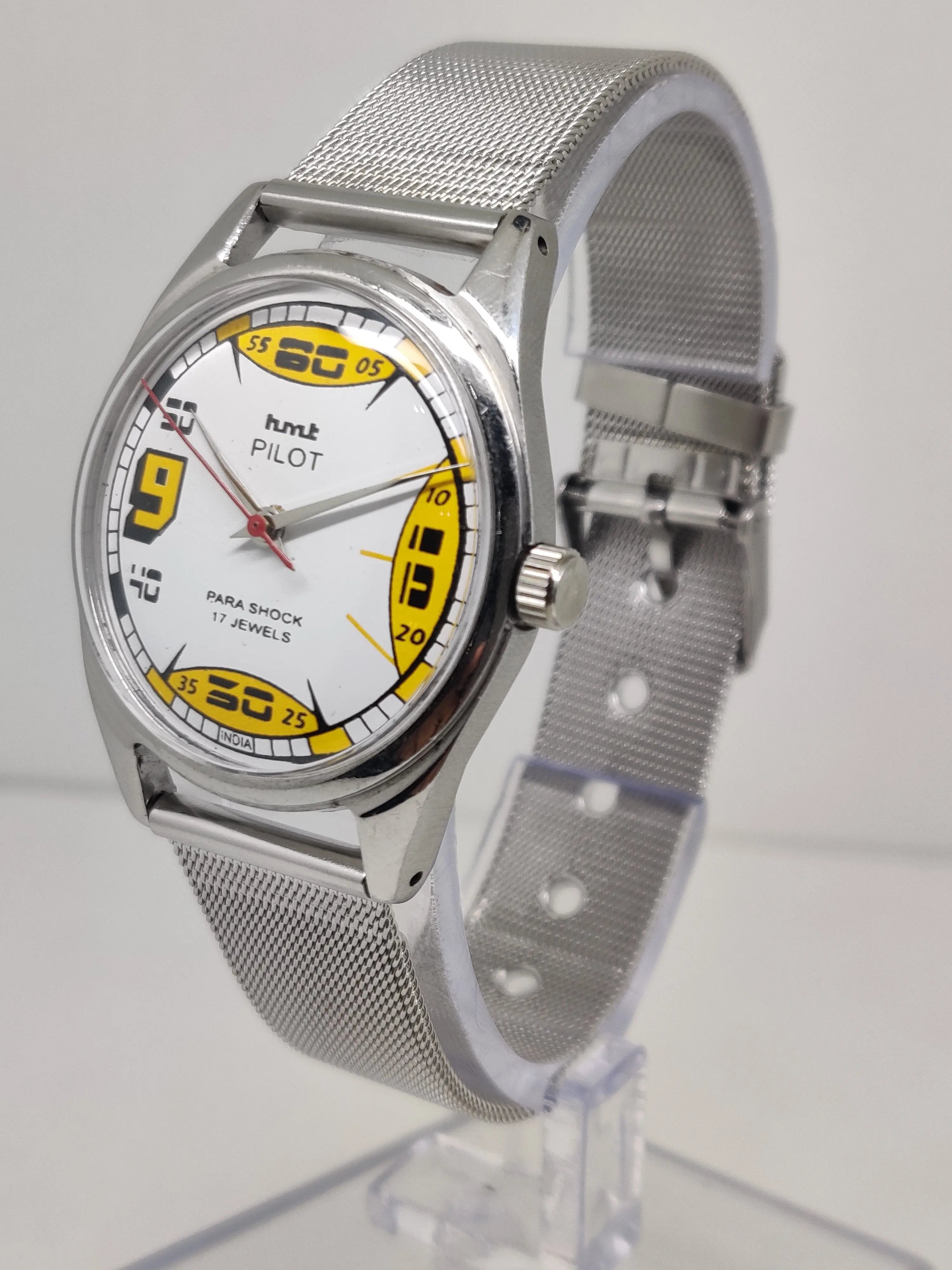 Hmt Pilot Mechanical Handwinding Movement stainless Steel Para Shock 17 Jewels Analog Dial Wrist Watch For Men National Watches