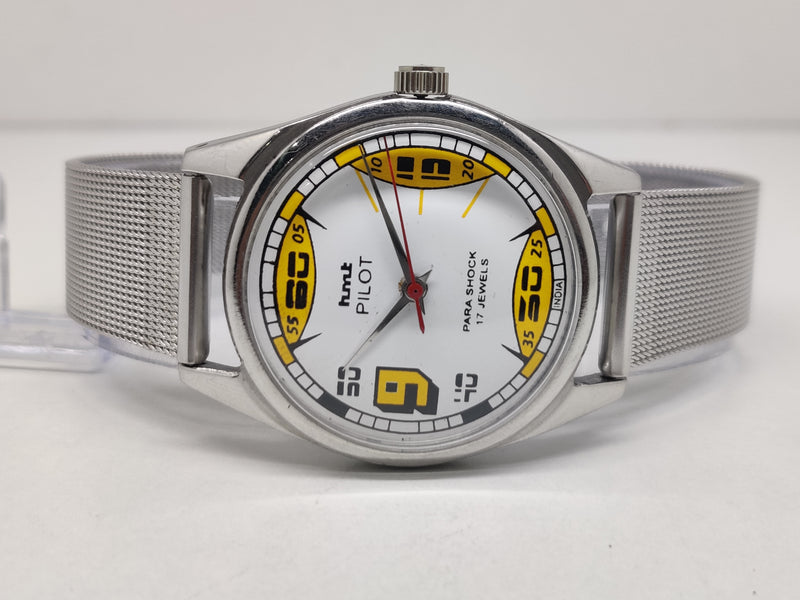 Hmt Pilot Mechanical Handwinding Movement stainless Steel Para Shock 17 Jewels Analog Dial Wrist Watch For Men