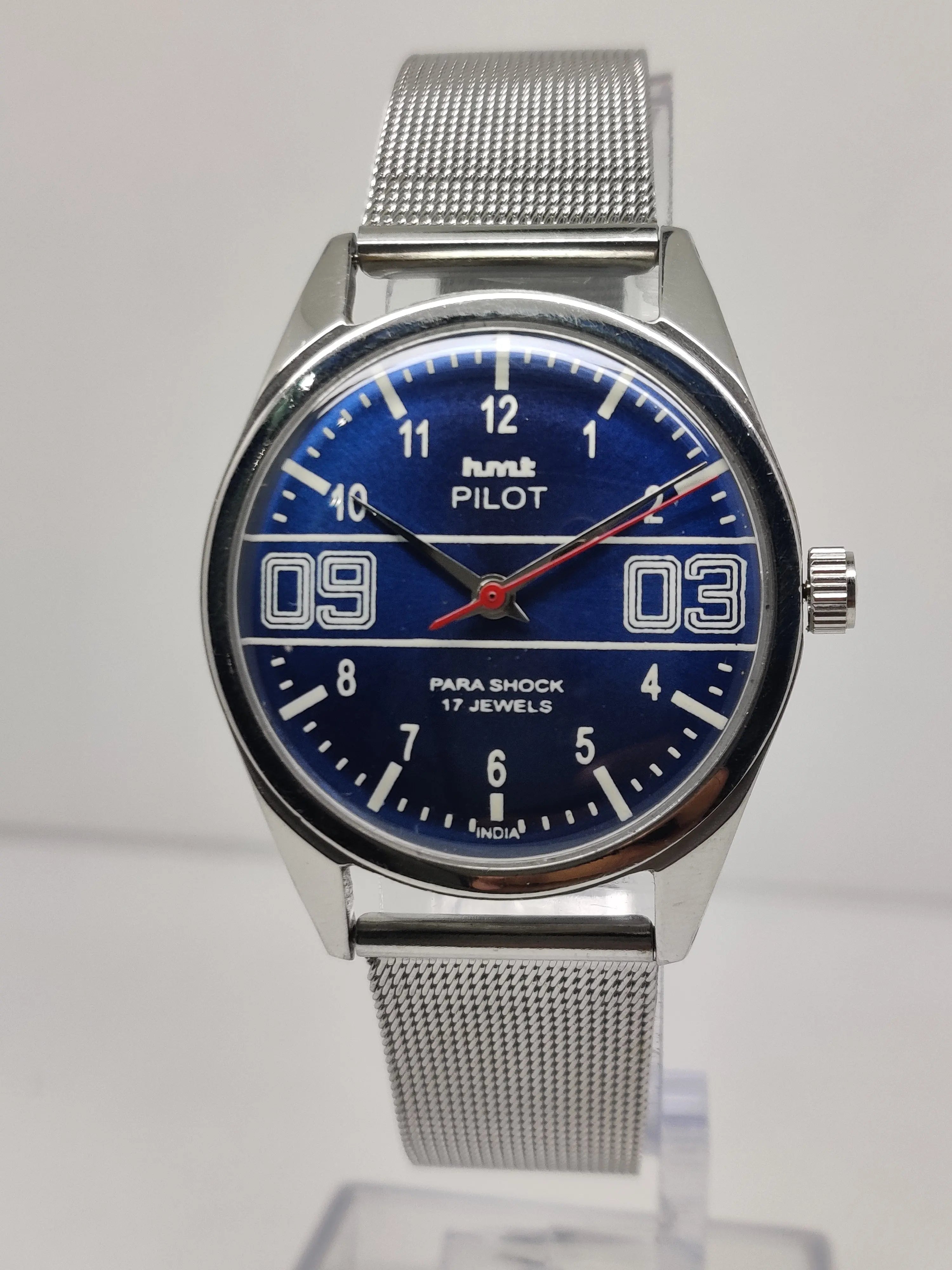 Hmt Pilot Mechanical Handwinding Movement stainless Steel Para Shock 17 Jewels Analog Dial Wrist Watch For Men National Watches