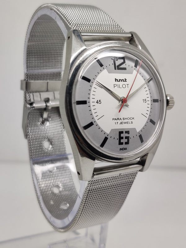 Hmt Pilot Mechanical Handwinding Movement stainless Steel Para Shock 17 Jewels Analog Dial Wrist Watch For Men