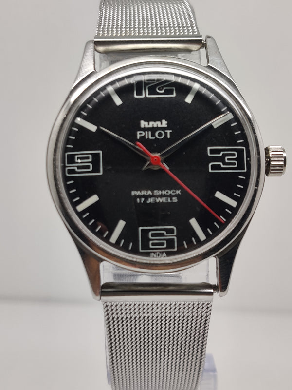 Hmt Pilot Mechanical Handwinding Movement stainless Steel Para Shock 17 Jewels Analog Dial Wrist Watch For Men