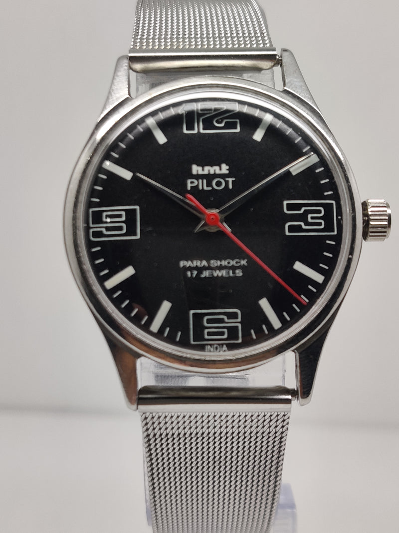 Hmt Pilot Mechanical Handwinding Movement stainless Steel Para Shock 17 Jewels Analog Dial Wrist Watch For Men