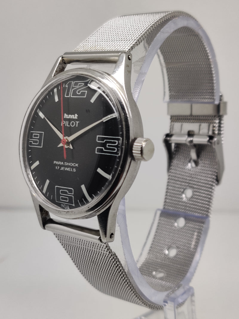 Hmt Pilot Mechanical Handwinding Movement stainless Steel Para Shock 17 Jewels Analog Dial Wrist Watch For Men