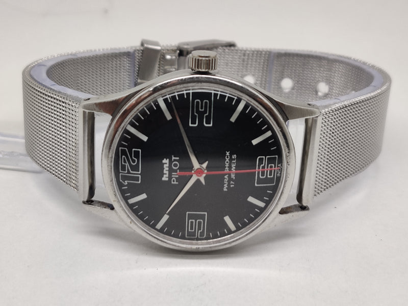 Hmt Pilot Mechanical Handwinding Movement stainless Steel Para Shock 17 Jewels Analog Dial Wrist Watch For Men