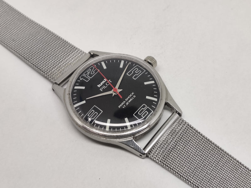Hmt Pilot Mechanical Handwinding Movement stainless Steel Para Shock 17 Jewels Analog Dial Wrist Watch For Men