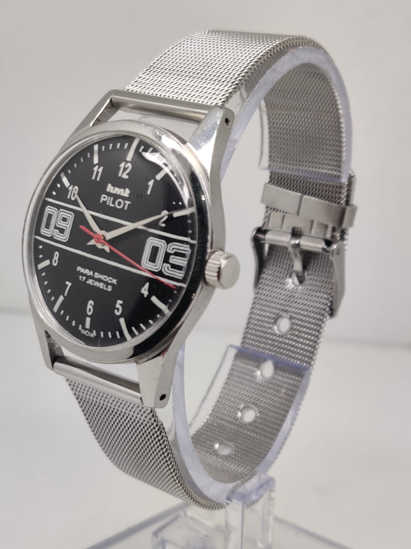 Hmt Pilot Mechanical Handwinding Movement stainless Steel Para Shock 17 Jewels Analog Dial Wrist Watch For Men