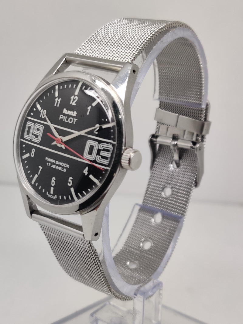 Hmt Pilot Mechanical Handwinding Movement stainless Steel Para Shock 17 Jewels Analog Dial Wrist Watch For Men